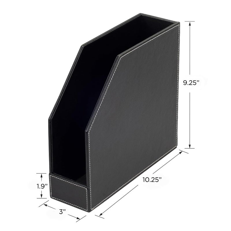 MobileVision Executive Leather Vertical File Folder Holder & Office Product Organizer, Store Files, Magazines, Notepads, Books and more, 2 Pack Combo Set - Image 3